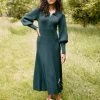Eva Merino Wool Collared Knit Maxi Dress - Dark Green